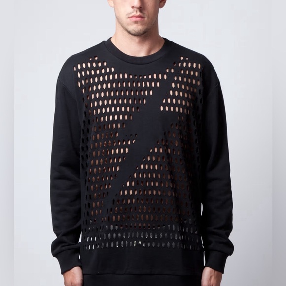 Phillip Lim Lightning Bolt Cutout Pullover Sweater Size S Black Oversized - Picture 1 of 9